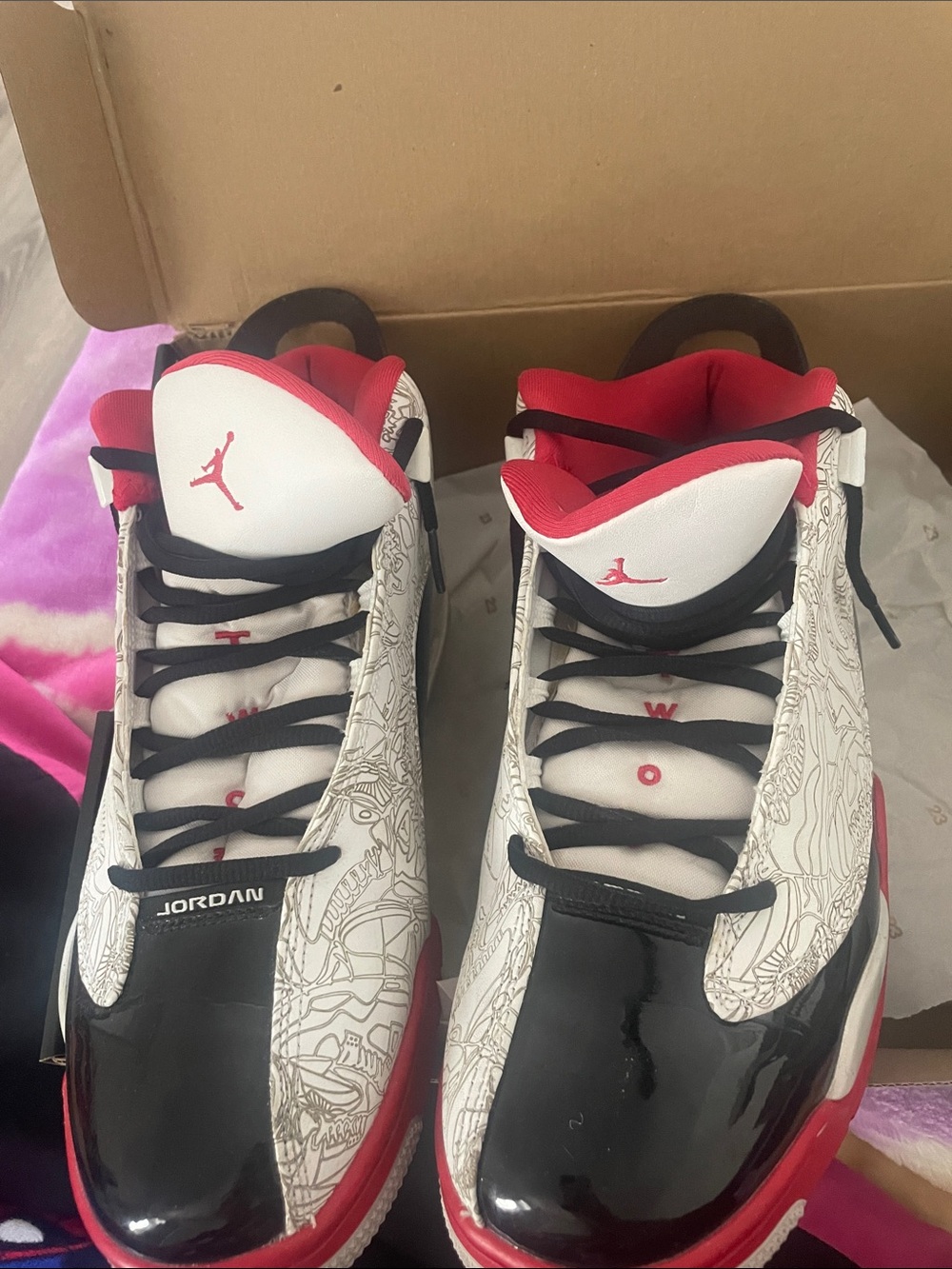 Jordan Men's Athletic Shoes White Black Red